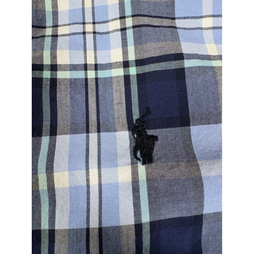 Ralph Lauren Kids Boys Red Blue Plaid Cotton Button Down Shirt Large 14-16 Pony